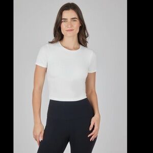 Yogalicious Tara Heavenly Ribbed Cropped Tee, Sz L